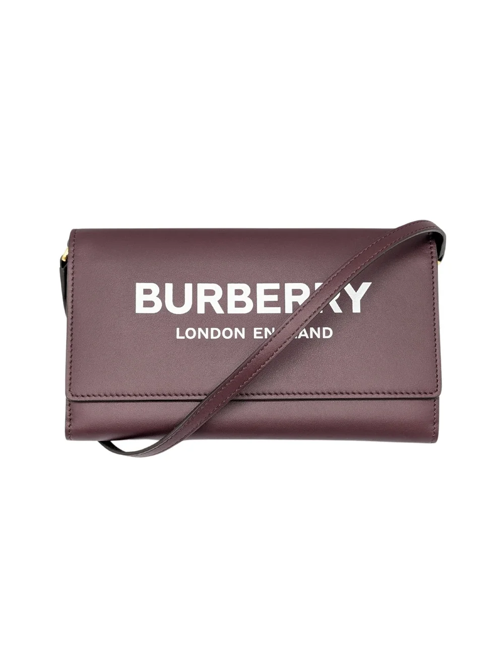NEW Burberry Hazelmere Plum Wallet WOC Strap Crossbody Bag
